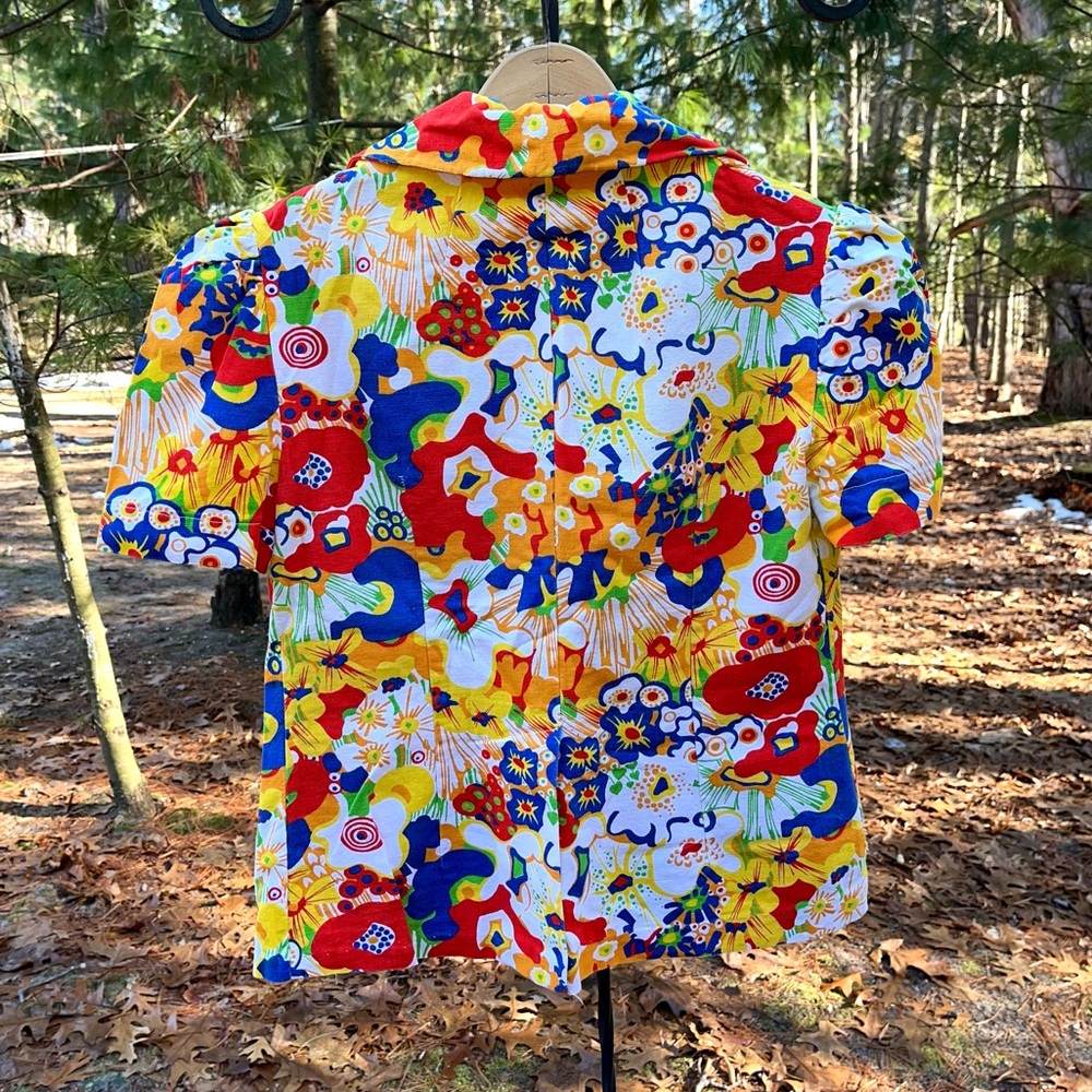 70s Handmade Floral Blazer Jacket / Top Groovy Pop Art Psychedelic Colorful - Picture 15 of 16